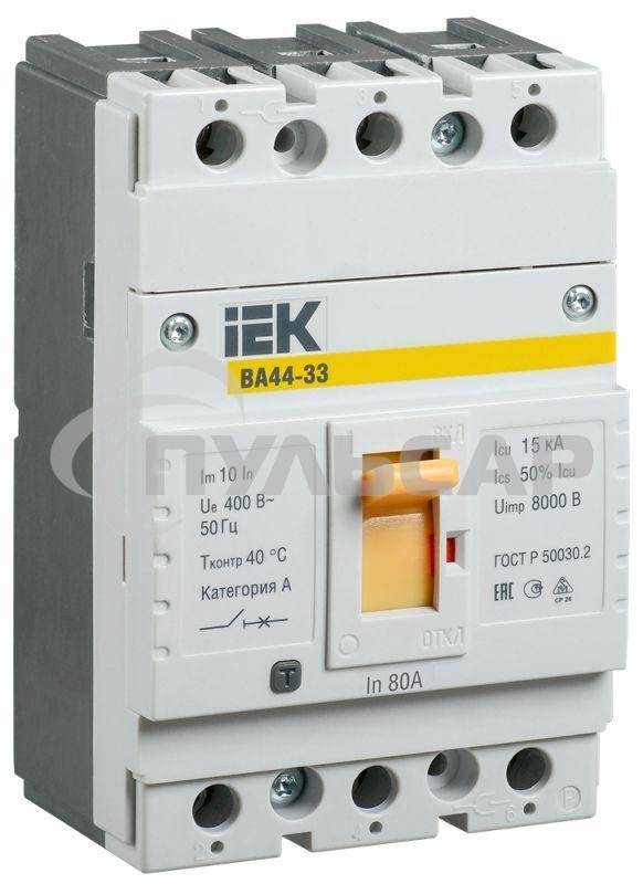 Выключатель автоматический 3п 80А 15кА ВА44 33 ИЭК SVA4410-3-0080