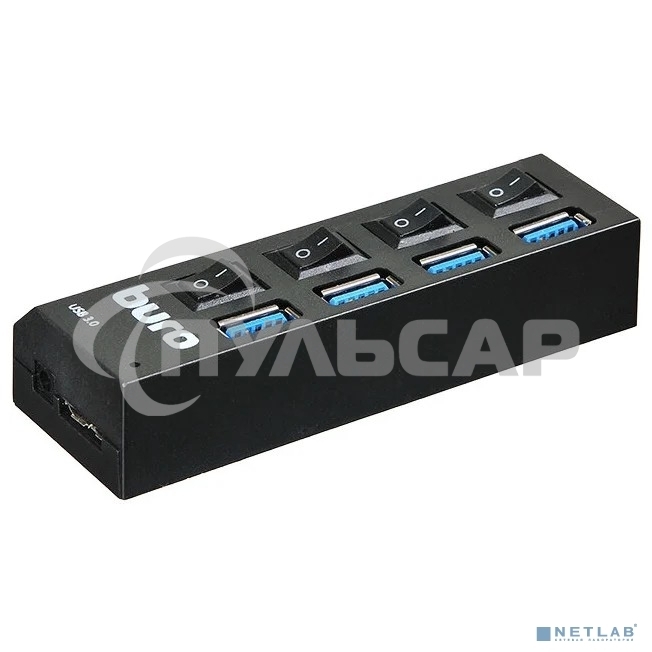 Разветвитель USB 3.0 Buro BU-HUB4-U3.0-L 4порт. черный