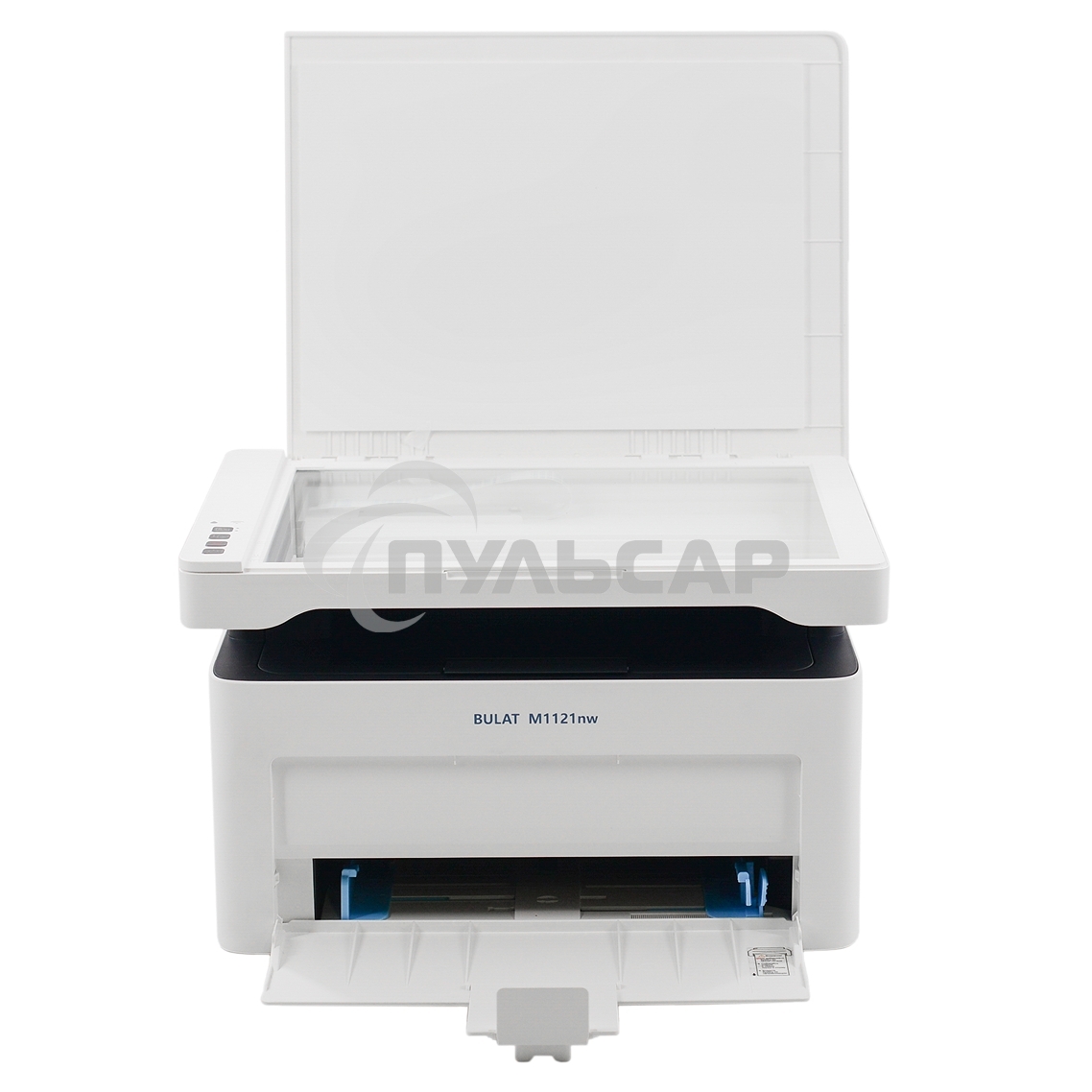 МФУ лазерное BULAT M1121nw, ((A4, лазерное МФУ, ч/б, печать/скан/копирование, 600dpi, 21ppm, 128Mb, процессор 1,2ГГц, сканирование 20 с/ лист А4, копирование до 21 стр/мин, вх. лоток 150л, вых. лоток 100л, бумага 70-120г/м2, белый корпус, USB/LAN/WiFi, на