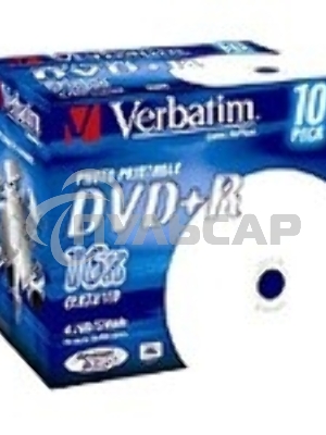 Диск DVD+R Verbatim 4.7Gb 16x Jewel case (10шт) Printable (43508)