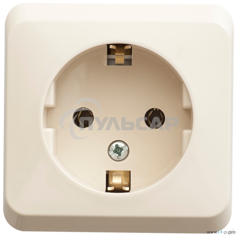 Розетка 1-м ОП Этюд 16А с заземл. крем. SchE PA16-003K