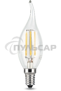 Лампа светодиодная Gauss LED Filament Свеча на ветру E14 7W 580lm 4100К 1/10/50