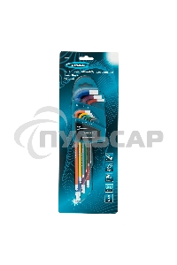 Набор ключей GROSS 16400 имбусовых hex 1.5–10мм s2 9шт магнит экстра-длин. с шаром хром/краска