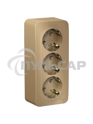 Розетка 3-м ОП BLANCA 16А 250В без шторок c заземл. изол. пласт. титан SchE BLNRA010314