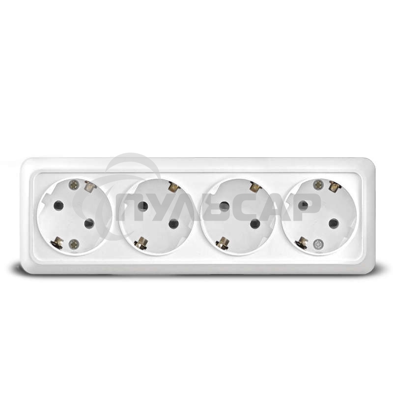 Розетка 4-м ОП Олимп с заземл. белый  UNIVersal 1163