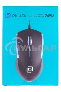Мышь проводная Oklick 245M черный, 1000 dpi, USB, кнопки - 3