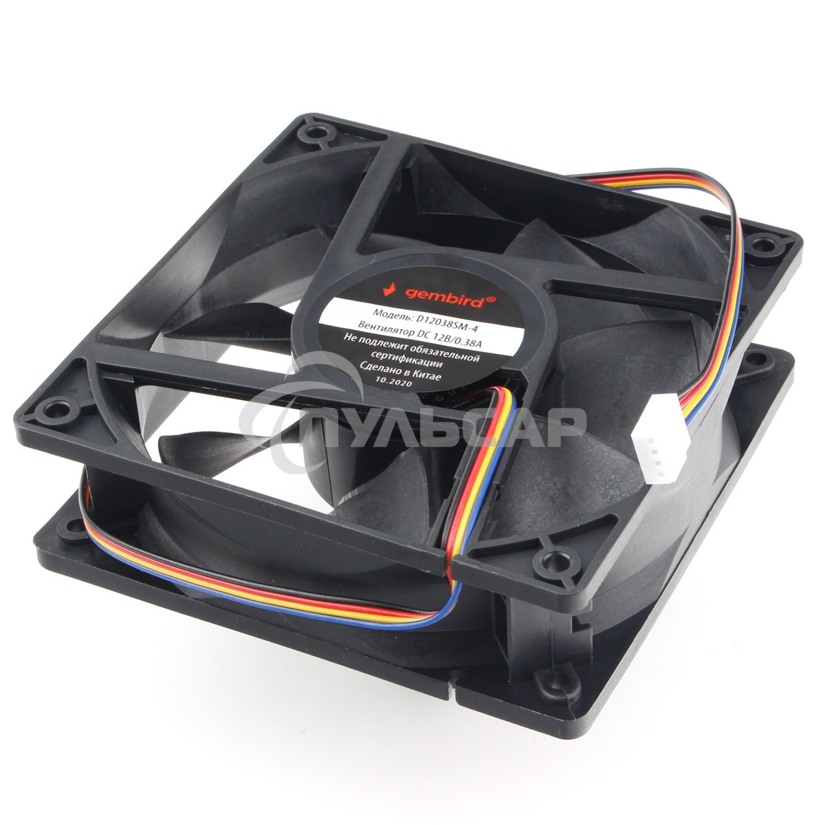 Вентилятор для корпуса Gembird 18659 черный, 120 мм, 2500 об/мин, 38.65 дБ, 4 pin