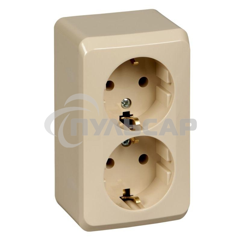 Розетка Schneider Electric 2-м ОП Этюд 16А с заземл. крем. SchE PA16-007K