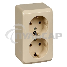 Розетка Schneider Electric 2-м ОП Этюд 16А с заземл. крем. SchE PA16-007K