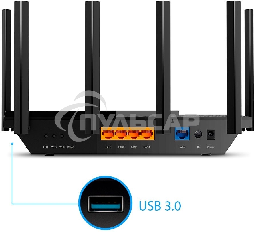 Роутер TP-Link Archer AX73 AX5400 Dual Band Wireless Gigabit Router, 1.5 GHz Tri-Core CPU, 1 GE WAN + 4 GE LAN ports, 1× USB 3.0 Port, support 1024-QAM, OFDMA, MU-MIMO, Airtime Fairness, Beamforming, 160MHz Channel Width, come with HomeShieldTM, support R