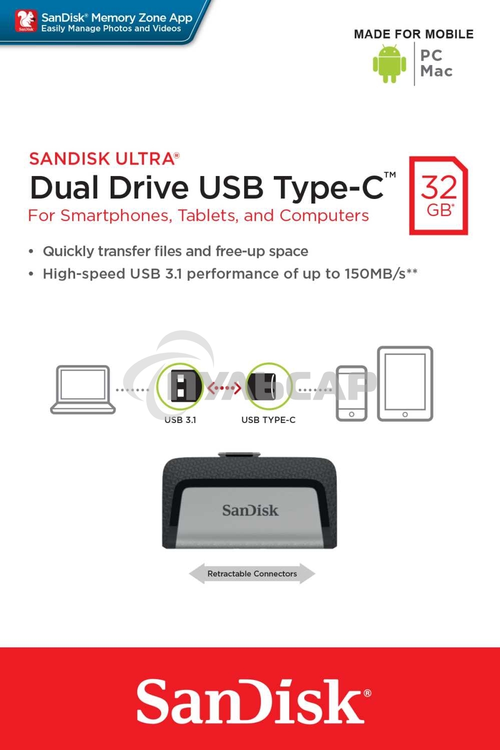 Флешка USB Sandisk 32 Gb Ultra Dual SDDDC2-032G-G46 USB 3.0 серый/узор