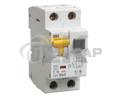 Выключатель автоматический дифференциального тока 2п (1P+N) B 16А 10мА тип A 6кА АВДТ-32 ИЭК MAD22-5-016-B-10