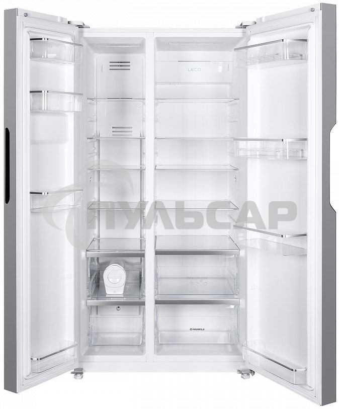 Холодильник Maunfeld MFF177NFW белый глянец двухкамерный 263/170л морозилка сбоку, No Frost, Side by Side
