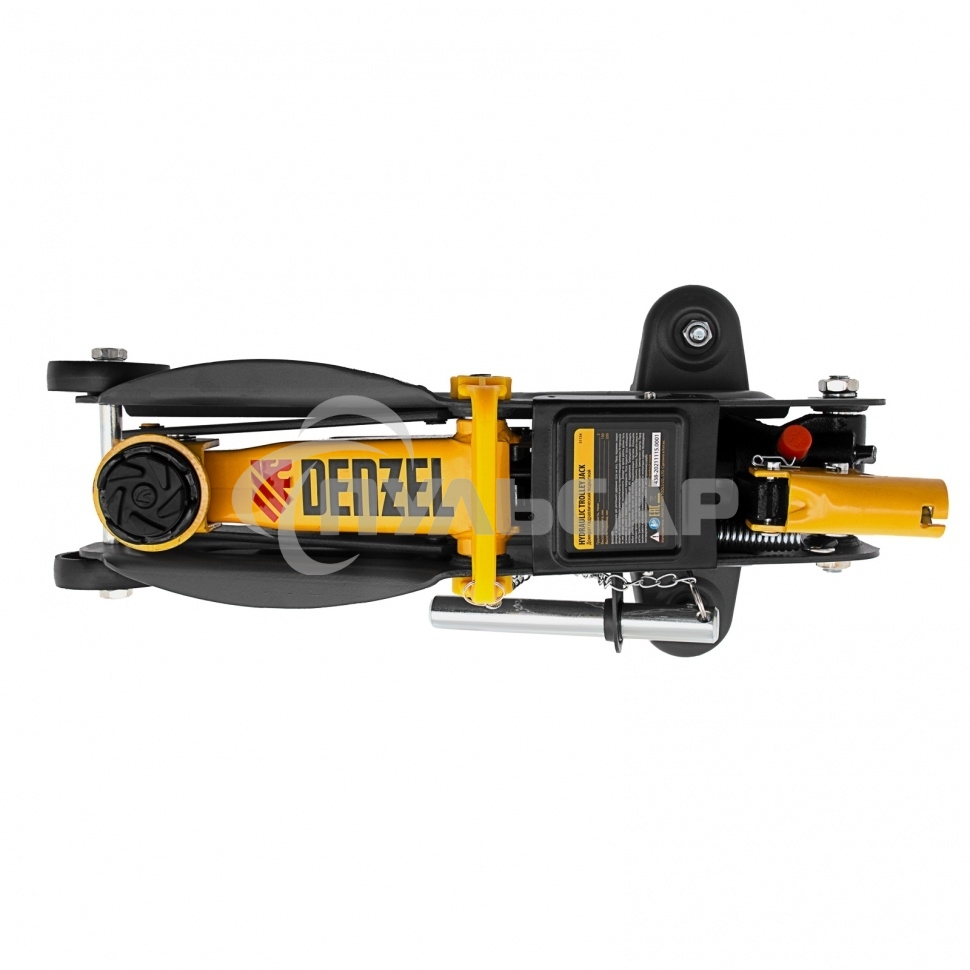 Домкрат гидравлический подкатной с фиксатором Denzel 2 т, 130-330 мм, в кейсе 51154