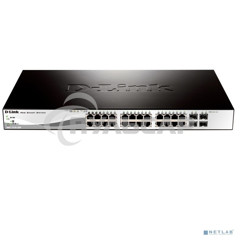Коммутатор D-Link DGS-1210-28/ME/B1A PROJ Управляемый коммутатор 2 уровня с 24 портами 10/100/1000Base-T и 4 портами 1000Base-X SFP