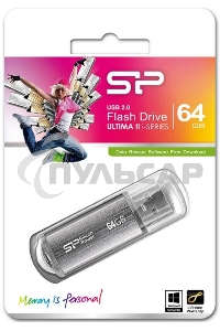 Флешка USB Silicon Power USB 64 Gb Ultima II SP064 GbUF2M01V1S USB 2.0, Silver