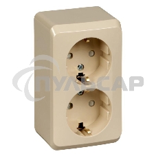 Розетка 2-м ОП Этюд 16А защ. шторки с заземл. крем SchE PA16-008K