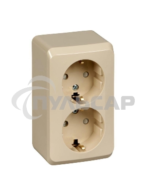 Розетка 2-м ОП Этюд 16А защ. шторки с заземл. крем SchE PA16-008K