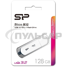 Флешка USB R/W 128 Gb Silicon Power Blaze B32, USB 3.2, белый