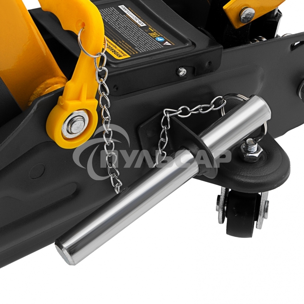 Домкрат гидравлический подкатной с фиксатором Denzel 2 т, 130-330 мм, в кейсе 51154