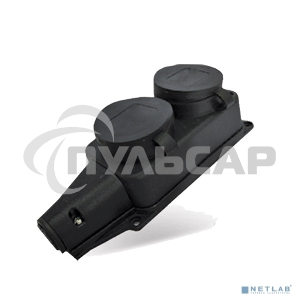 Розетка двухместная настенная с заглушками c заземлением каучук 16А 250В IP44 (1027)