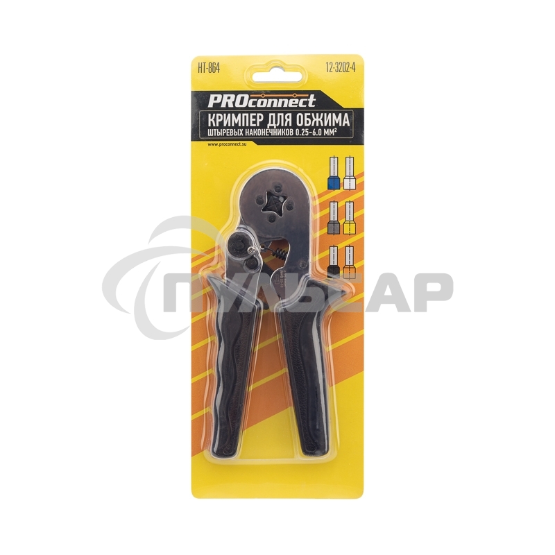 Кримпер PROconnect HT-864 для обжима штыревых наконечников 0.25-6.0 мм²