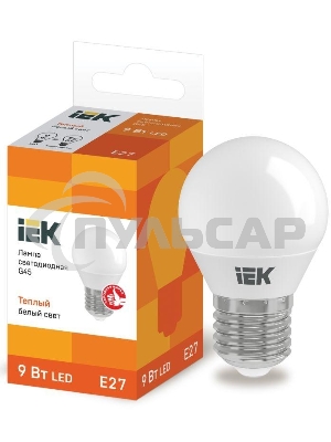 Лампа cветодиодная Iek LLE-G45-9-230-30-E27 ECO G45 шар 9Вт 230В 3000К E27