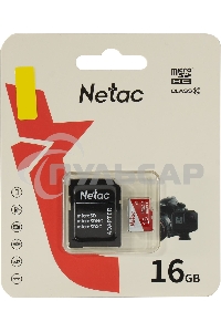 Флеш карта Netac P500 ECO 16Gb MicroSDHC C10 up to 80Mb/s, retail pack with SD Adapter