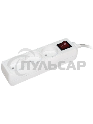 Удлинитель 3х3м без заземл. 10А IP20 УЗК с выкл. ПВС 2х0.75 ИЭК WYP10-06-03-03-K-N