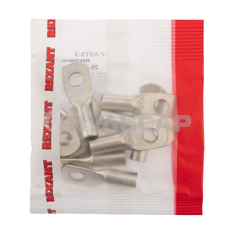 Наконечник медный луженый ТМЛ 25–8–7 (25мм² - Ø8мм) ГОСТ 7386-80 (в упак. 10 шт.) Rexant