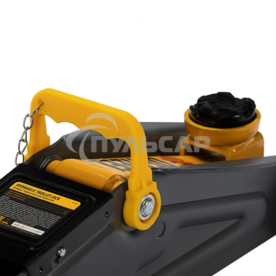 Домкрат гидравлический подкатной с фиксатором Denzel 2 т, 130-330 мм, в кейсе 51154