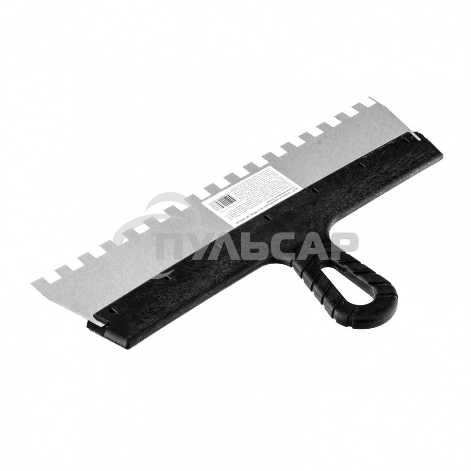 Шпатель Sparta из нержавеющей стали, 350 мм, зуб 10х10 мм, пластмассовая ручка 85131