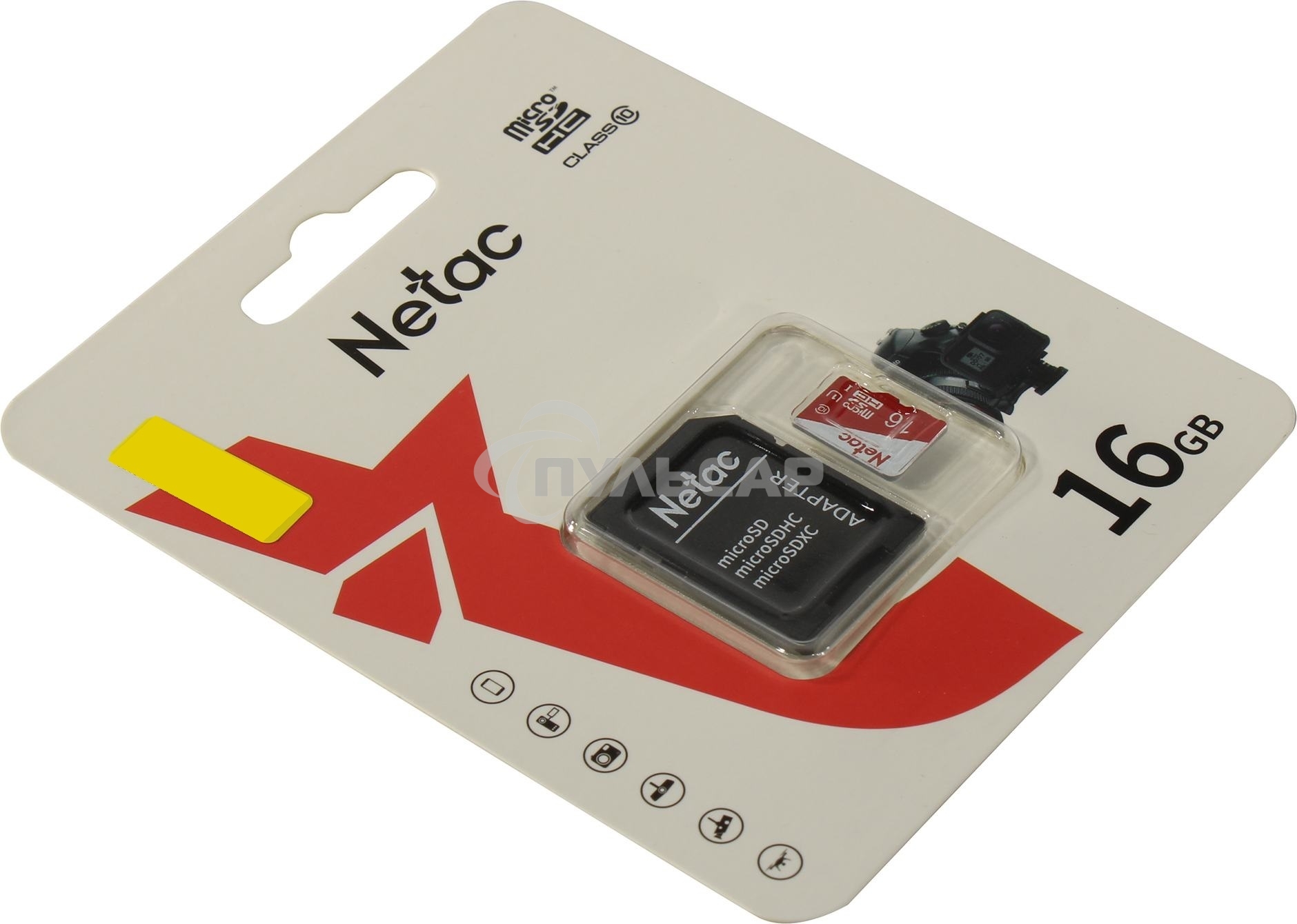Флеш карта Netac P500 ECO 16Gb MicroSDHC C10 up to 80Mb/s, retail pack with SD Adapter