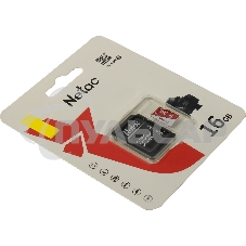 Флеш карта Netac P500 ECO 16Gb MicroSDHC C10 up to 80Mb/s, retail pack with SD Adapter