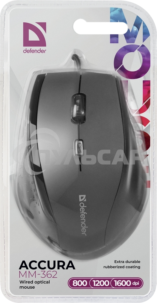 Мышь проводная Defender Accura MM-362 черный, 1600 dpi, USB, кнопки - 6
