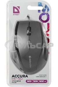 Мышь проводная Defender Accura MM-362 черный, 1600 dpi, USB, кнопки - 6