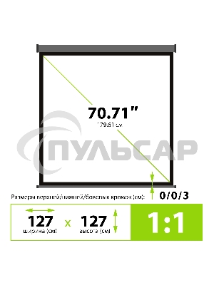 Экран Cactus 127x127см Wallscreen CS-PSW-127X127-SG 1:1 настенно-потолочный рулонный серый