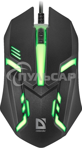 Мышь проводная Defender Cyber MB-560L черный, 1200 dpi, USB, кнопки - 3