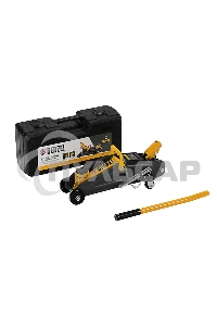 Домкрат гидравлический подкатной с фиксатором Denzel 2 т, 130-330 мм, в кейсе 51154