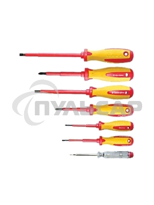 Набор отверток Matrix диэлект.до 1000в проб.эл. - до 250в двухкомп.рукоятки (7шт.)