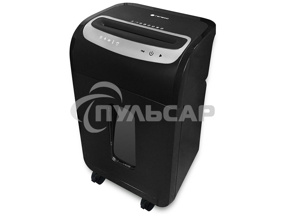 Шредер ГЕЛЕОС УМ35-5, (DIN P-5), фрагмент 1,9х14мм, 24-27 лист (70г/м2), CD/пл.карты/скрепки/скобы, 35 литров 