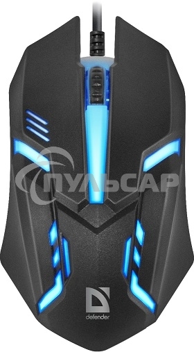 Мышь проводная Defender Cyber MB-560L черный, 1200 dpi, USB, кнопки - 3