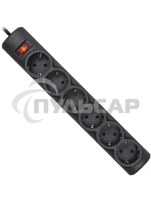 Сетевой фильтр Defender DFS 153 3 м, черный, 6 розеток