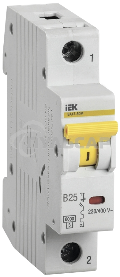 Выключатель автоматический IEK MVA31-1-025-B 25A тип B 6kA 1П 230В 1мод белый (упак.:1шт)