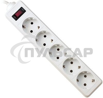 Сетевой фильтр Defender ES, 5.0м, 5 розеток белый