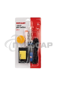 Набор для пайки Rexant №11 (паяльник 30 Вт, подставка, губка для удаления припоя, канифоль, припой)