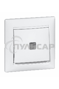 Механизм выключателя 1-кл. СП Valena 10А IP31 с зел. инд. бел. Leg 774410