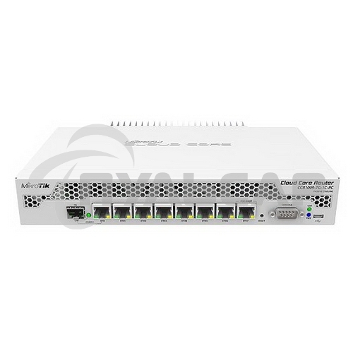 Маршрутизатор Mikrotik CCR1009-7G-1C-PC with Tilera Tile-Gx9 CPU (9-cores, 1Ghz per core), 1Gb RAM, 7xGbit LAN, 1x Combo port (1xGbit LAN or SFP), RouterOS L6, passive cooling desktop enclosure, rackmount ears, PSU