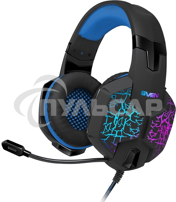 Гарнитура SVEN AP-U980MV, черный-синий (USB, LED, 7.1, 2.2m)