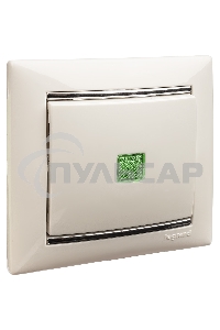 Механизм выключателя 1-кл. СП Valena 10А IP31 с зел. инд. бел. Leg 774410